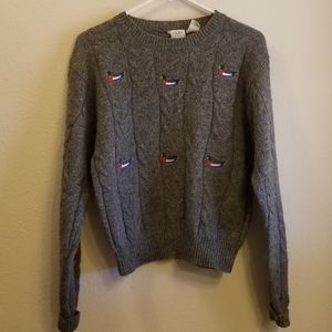 VTG JG Hook Gray Wool Pullover with Ducks sz. M